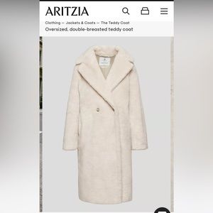 Aritzia teddy coat, oat milk colour